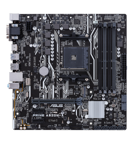 ASUS PRIME A320M-A, AMD, Socket AM4, AMD A, AMD Athlon, AMD Athlon™ X4, AMD Ryzen 2000 Series, AMD Ryzen 3000 Series, DDR4-SDRAM, 64 GB, DIMM